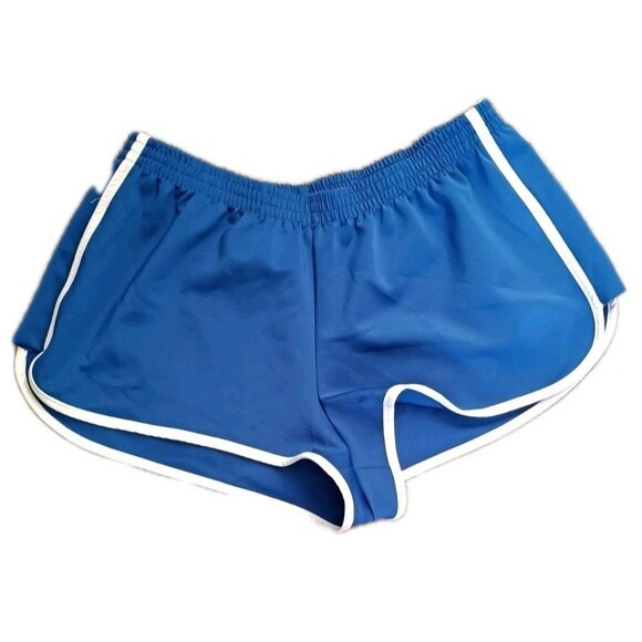 Skims Womens Track Shorts Size 3X Blue White Trim Stretch Waist Running Workout - Picture 1 of 5